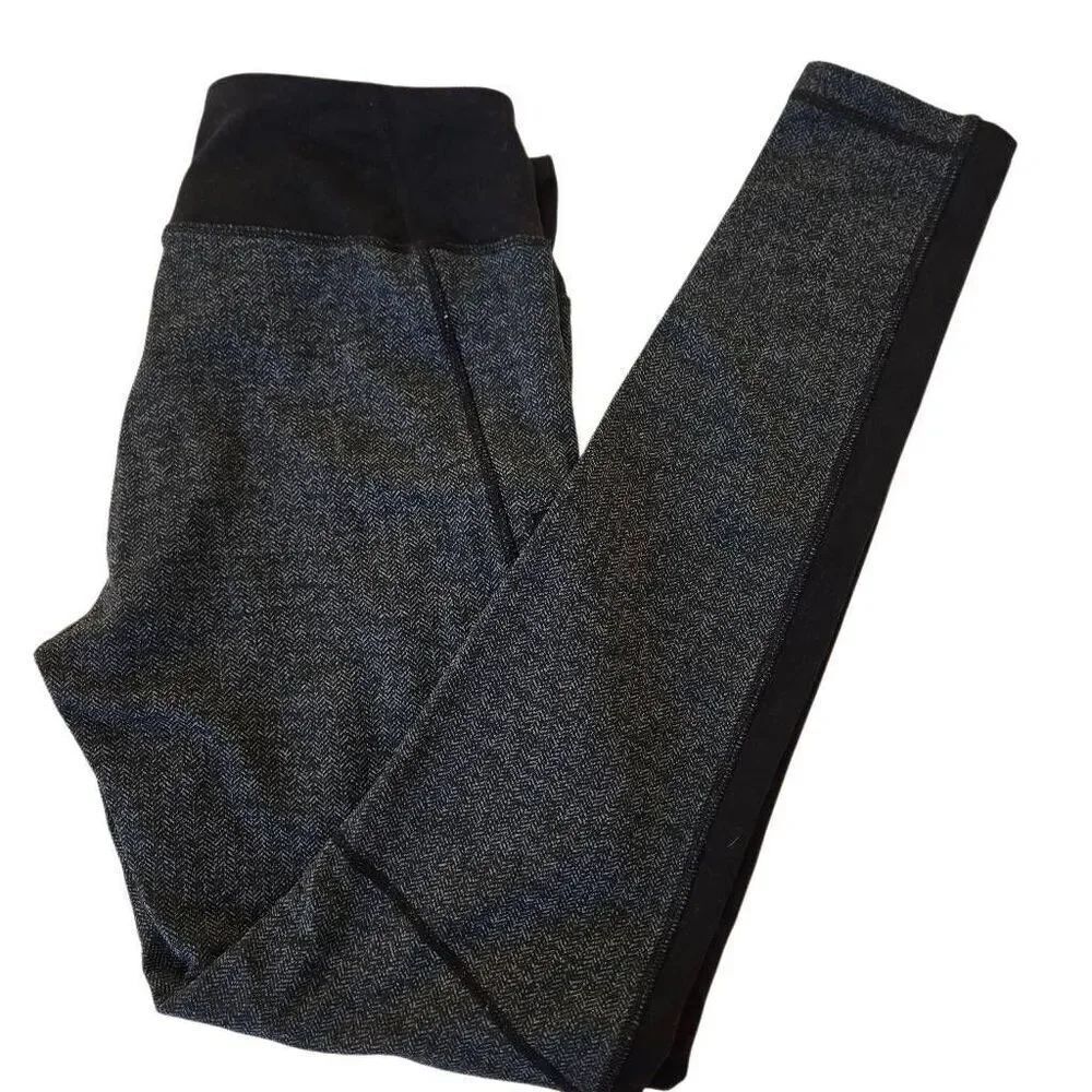 Zella Womens Urbanite Herringbone Zipper Pockets Athletic Leggings Gray Medium